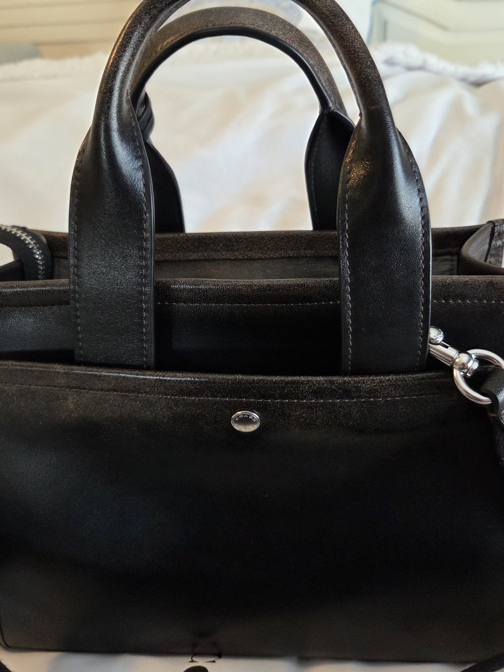Coach Black Leather Satchel with Dinosaur Charm - Picture 3 of 4